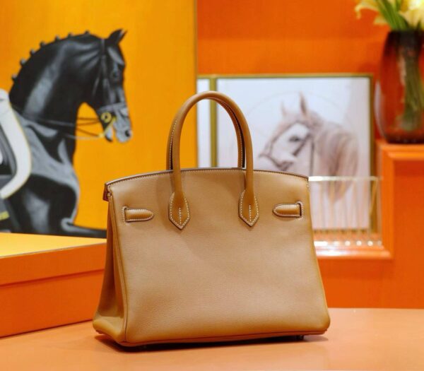 DR96 Factory Birkin Evercolor Leather Gold Brwon Gold Hardware 30cm Full Handmade