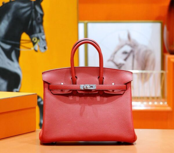 DR96 Factory Birkin Togo Leather Chinese Red Silver Hardware 25cm Full Handmade