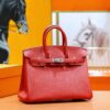 DR96 Factory Birkin Togo Leather Chinese Red Silver Hardware 25cm Full Handmade