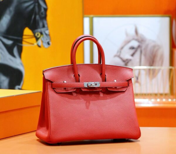 DR96 Factory Birkin Togo Leather Chinese Red Silver Hardware 25cm Full Handmade