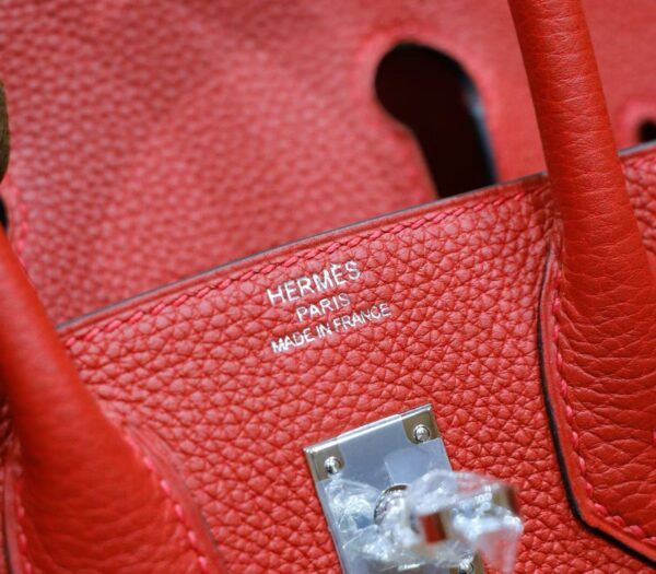 DR96 Factory Birkin Togo Leather Chinese Red Silver Hardware 25cm Full Handmade