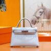 DR96 Factory Mini Kelly Epsom Leather Sweet Light Blue Silver Hardware 19cm Full Handmade