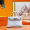 DR96 Factory Mini Kelly Epsom Leather Sweet Light Blue Silver Hardware 19cm Full Handmade