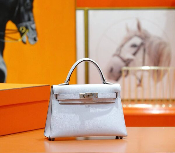 DR96 Factory Mini Kelly Epsom Leather Sweet Light Blue Silver Hardware 19cm Full Handmade