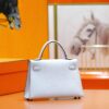 DR96 Factory Mini Kelly Epsom Leather Sweet Light Blue Silver Hardware 19cm Full Handmade