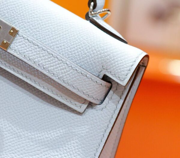 DR96 Factory Mini Kelly Epsom Leather Sweet Light Blue Silver Hardware 19cm Full Handmade