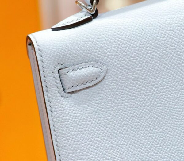 DR96 Factory Mini Kelly Epsom Leather Sweet Light Blue Silver Hardware 19cm Full Handmade