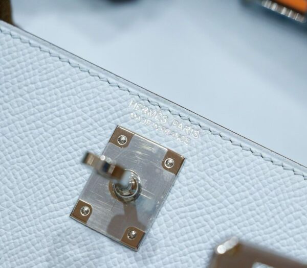 DR96 Factory Mini Kelly Epsom Leather Sweet Light Blue Silver Hardware 19cm Full Handmade