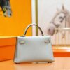 DR96 Factory Mini Kelly Epsom Leather Grayish Blue Gold Hardware 19cm Full Handmade