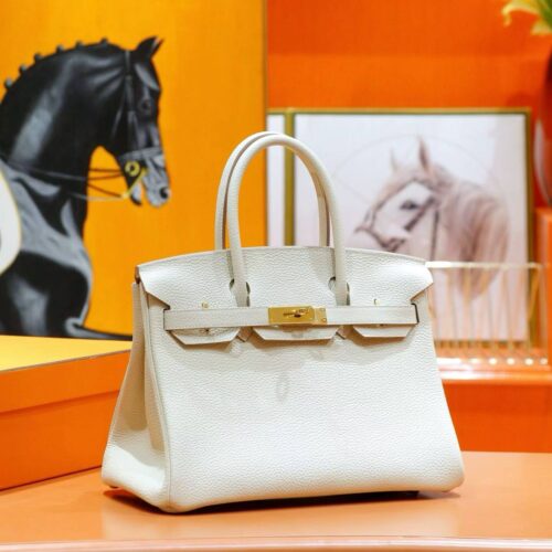DR96 Factory Birkin Togo Leather Cream White Gold Hardware 30cm Full Handmade