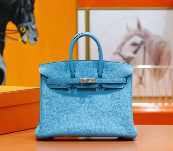 DR96 Factory Birkin Togo Leather Candy Blue Silver Hardware 25cm Full Handmade