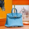 DR96 Factory Birkin Togo Leather Candy Blue Silver Hardware 25cm Full Handmade