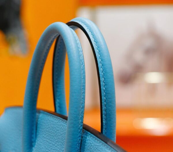 DR96 Factory Birkin Togo Leather Candy Blue Silver Hardware 25cm Full Handmade