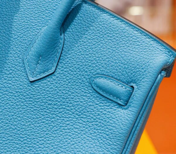 DR96 Factory Birkin Togo Leather Candy Blue Silver Hardware 25cm Full Handmade