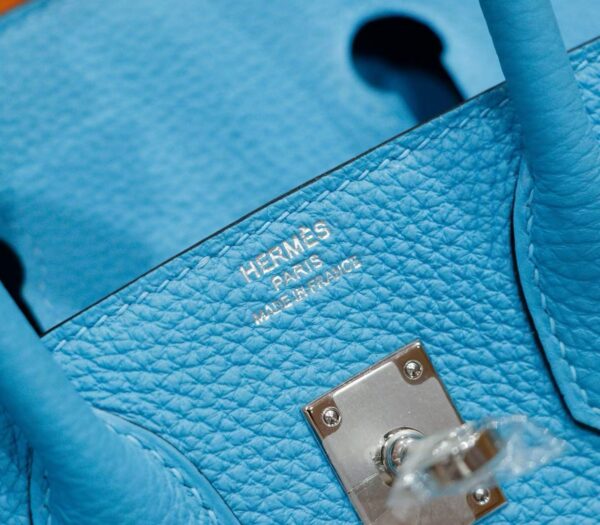 DR96 Factory Birkin Togo Leather Candy Blue Silver Hardware 25cm Full Handmade