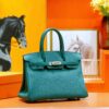 DR96 Factory Birkin Togo Leather Peacock Green Silver Hardware 30cm Full Handmade