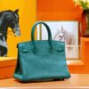 DR96 Factory Birkin Togo Leather Peacock Green Silver Hardware 30cm Full Handmade