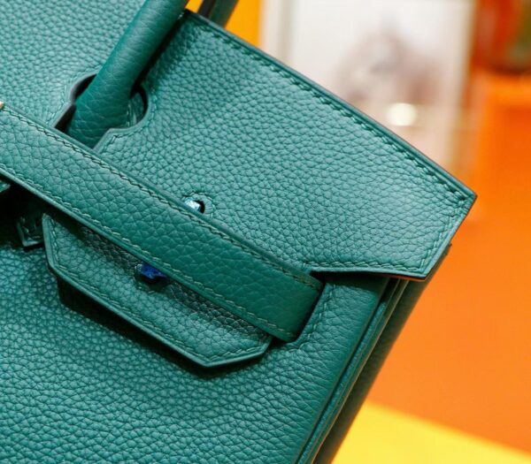 DR96 Factory Birkin Togo Leather Peacock Green Silver Hardware 30cm Full Handmade