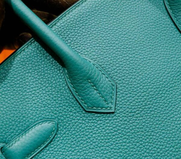 DR96 Factory Birkin Togo Leather Peacock Green Silver Hardware 30cm Full Handmade