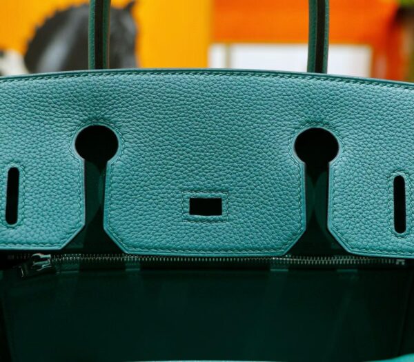 DR96 Factory Birkin Togo Leather Peacock Green Silver Hardware 30cm Full Handmade