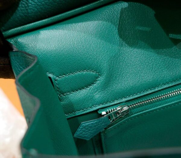 DR96 Factory Birkin Togo Leather Peacock Green Silver Hardware 30cm Full Handmade