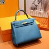 DR96 Factory Kelly Togo Leather Gem Blue Gold Hardware 25cm Full Handmade