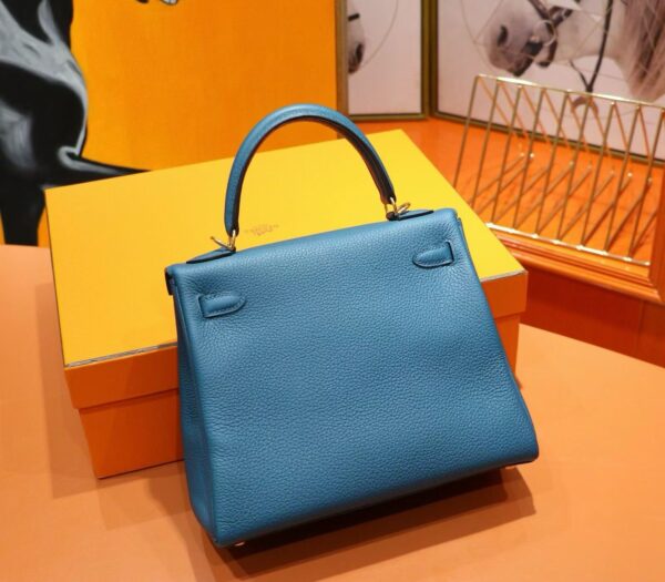 DR96 Factory Kelly Togo Leather Gem Blue Gold Hardware 25cm Full Handmade
