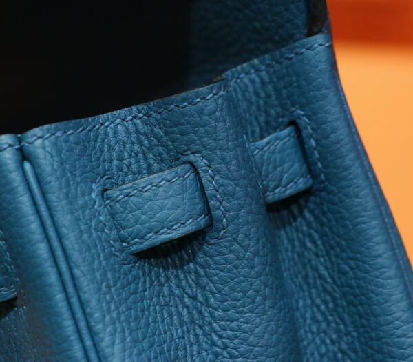 DR96 Factory Kelly Togo Leather Gem Blue Gold Hardware 25cm Full Handmade