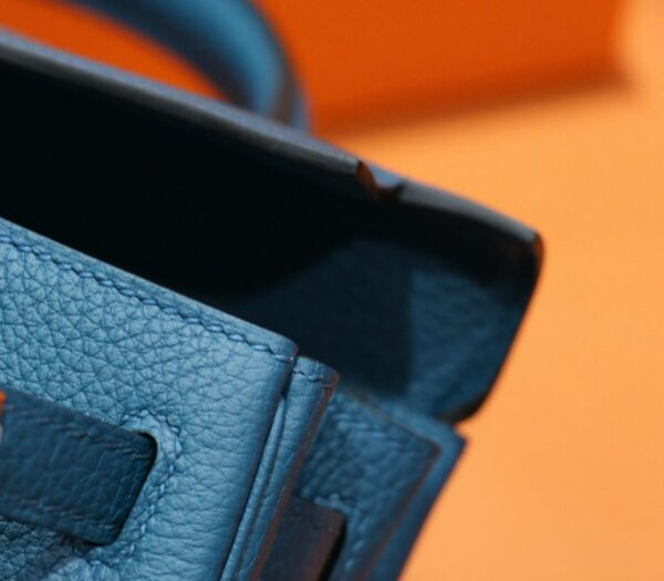 DR96 Factory Kelly Togo Leather Gem Blue Gold Hardware 25cm Full Handmade