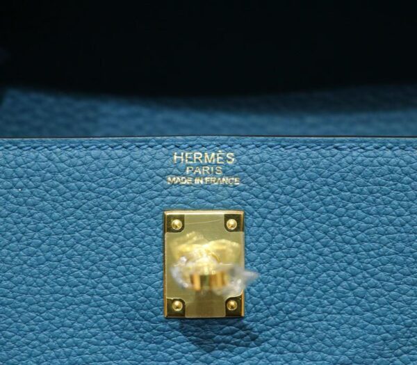 DR96 Factory Kelly Togo Leather Gem Blue Gold Hardware 25cm Full Handmade
