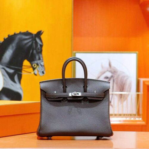 DR96 Factory Birkin Togo Leather Ebony Color Silver Hardware 25cm Full Handmade