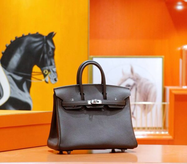 DR96 Factory Birkin Togo Leather Ebony Color Silver Hardware 25cm Full Handmade