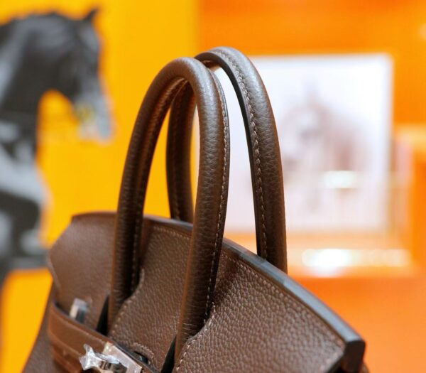 DR96 Factory Birkin Togo Leather Ebony Color Silver Hardware 25cm Full Handmade