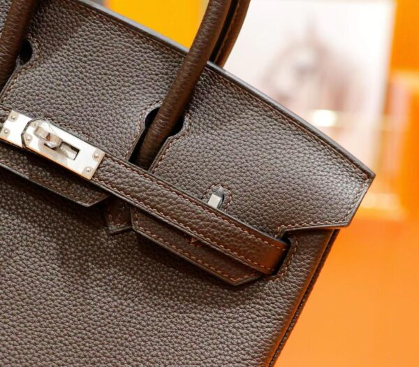 DR96 Factory Birkin Togo Leather Ebony Color Silver Hardware 25cm Full Handmade