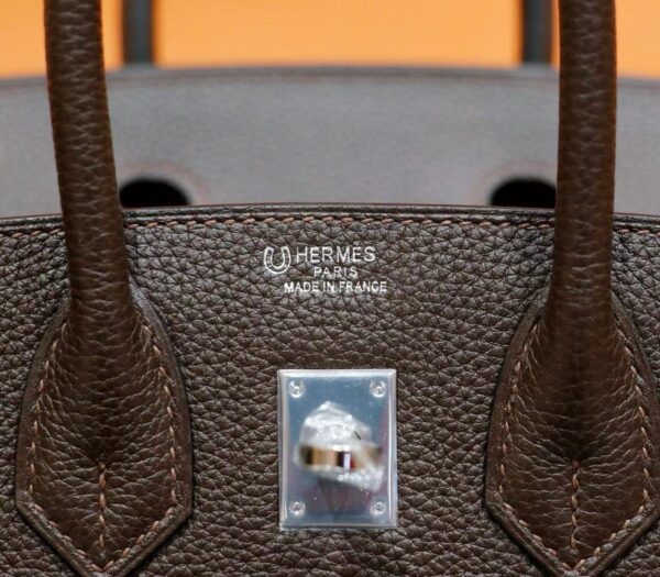 DR96 Factory Birkin Togo Leather Ebony Color Silver Hardware 25cm Full Handmade