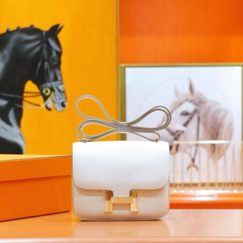 DR96 Factory Constance Epsom Leather CK10 Cream White Gold Hardware 18cm Full Handmade