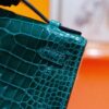 DR96 Factory Mini Kelly Pochette shiny Crocodile Leather Deep Green Gold Hardware 22cm Full Handmade