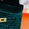 DR96 Factory Mini Kelly Pochette shiny Crocodile Leather Deep Green Gold Hardware 22cm Full Handmade