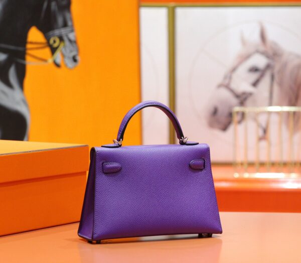 DR96 Factory Mini kelly Chevre Leather Dream Purple Silver Hardware 19cm Full Handmade
