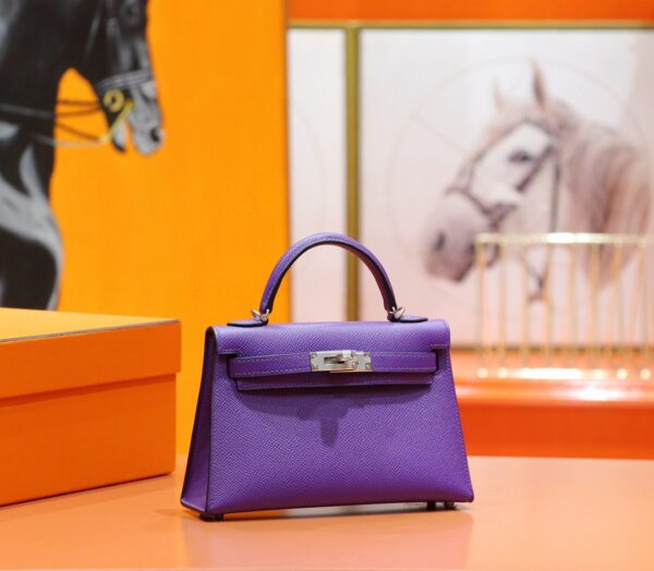 DR96 Factory Mini kelly Chevre Leather Dream Purple Silver Hardware 19cm Full Handmade