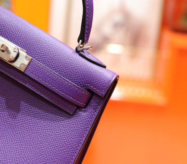DR96 Factory Mini kelly Chevre Leather Dream Purple Silver Hardware 19cm Full Handmade