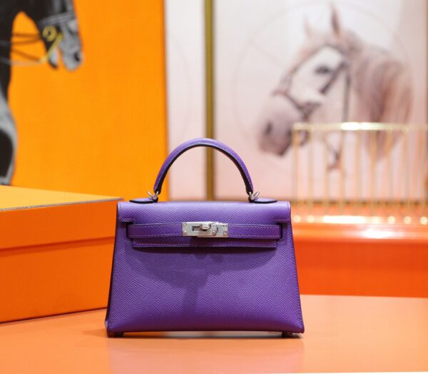 DR96 Factory Mini kelly Chevre Leather Dream Purple Silver Hardware 19cm Full Handmade