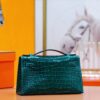 DR96 Factory Mini Kelly Pochette shiny Crocodile Leather Deep Green Gold Hardware 22cm Full Handmade