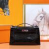 DR96 Factory Mini kelly Pochette Alligator Crocodile Black Silver Hardware 22cm Full Handmade
