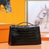 DR96 Factory Mini kelly Pochette Alligator Crocodile Black Silver Hardware 22cm Full Handmade