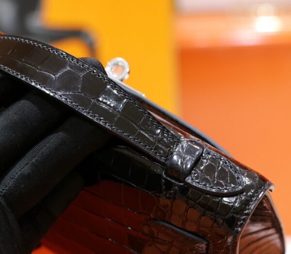 DR96 Factory Mini kelly Pochette Alligator Crocodile Black Silver Hardware 22cm Full Handmade