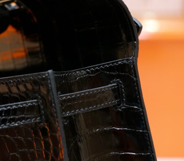 DR96 Factory Mini kelly Pochette Alligator Crocodile Black Silver Hardware 22cm Full Handmade