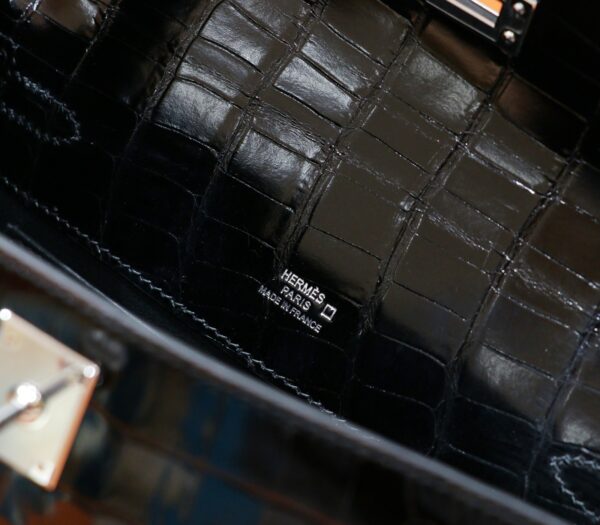 DR96 Factory Mini kelly Pochette Alligator Crocodile Black Silver Hardware 22cm Full Handmade