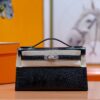 DR96 Factory Mini kelly Pochette Lizard Leather Black Silver Hardware 22cm Full Handmade