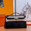 DR96 Factory Mini kelly Pochette Lizard Leather Black Silver Hardware 22cm Full Handmade